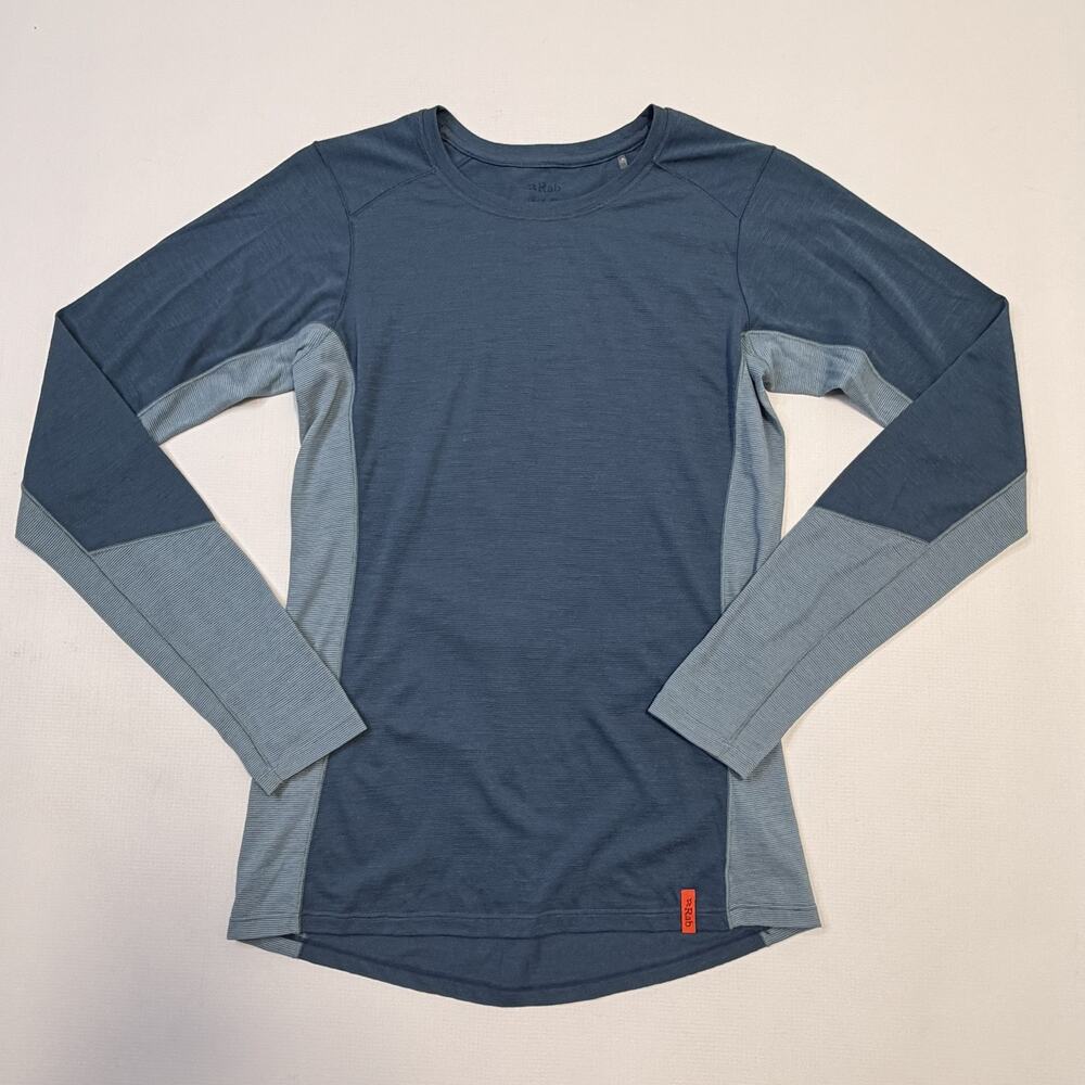 Rab Shirt Womens XS Blue Merino Wool Blend Long Sleeve Base Layer Hiking